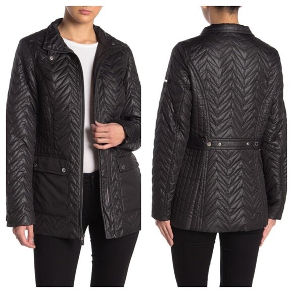 NEW Via Spiga M Cargo Zig Zag Quilted Zip up Jacket Black - Picture 1 of 15